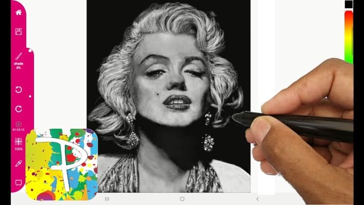 Draw a portrait of Marilyn Monroe using the Paintology app