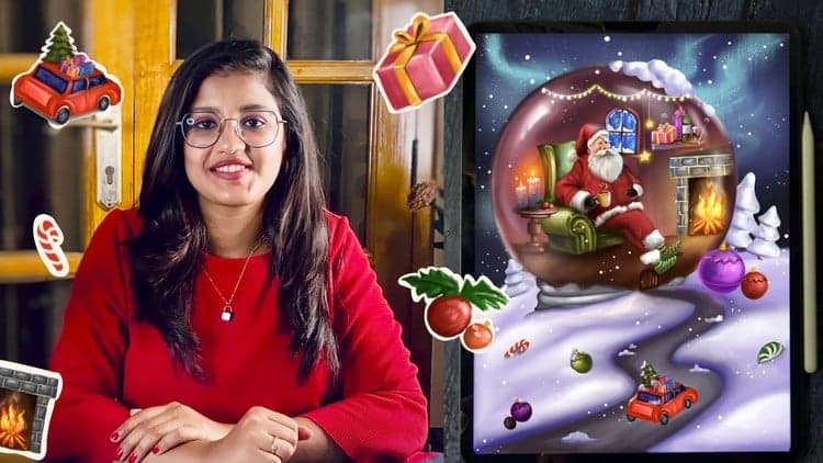 Paint A Christmas Illustration from Imagination in procreate