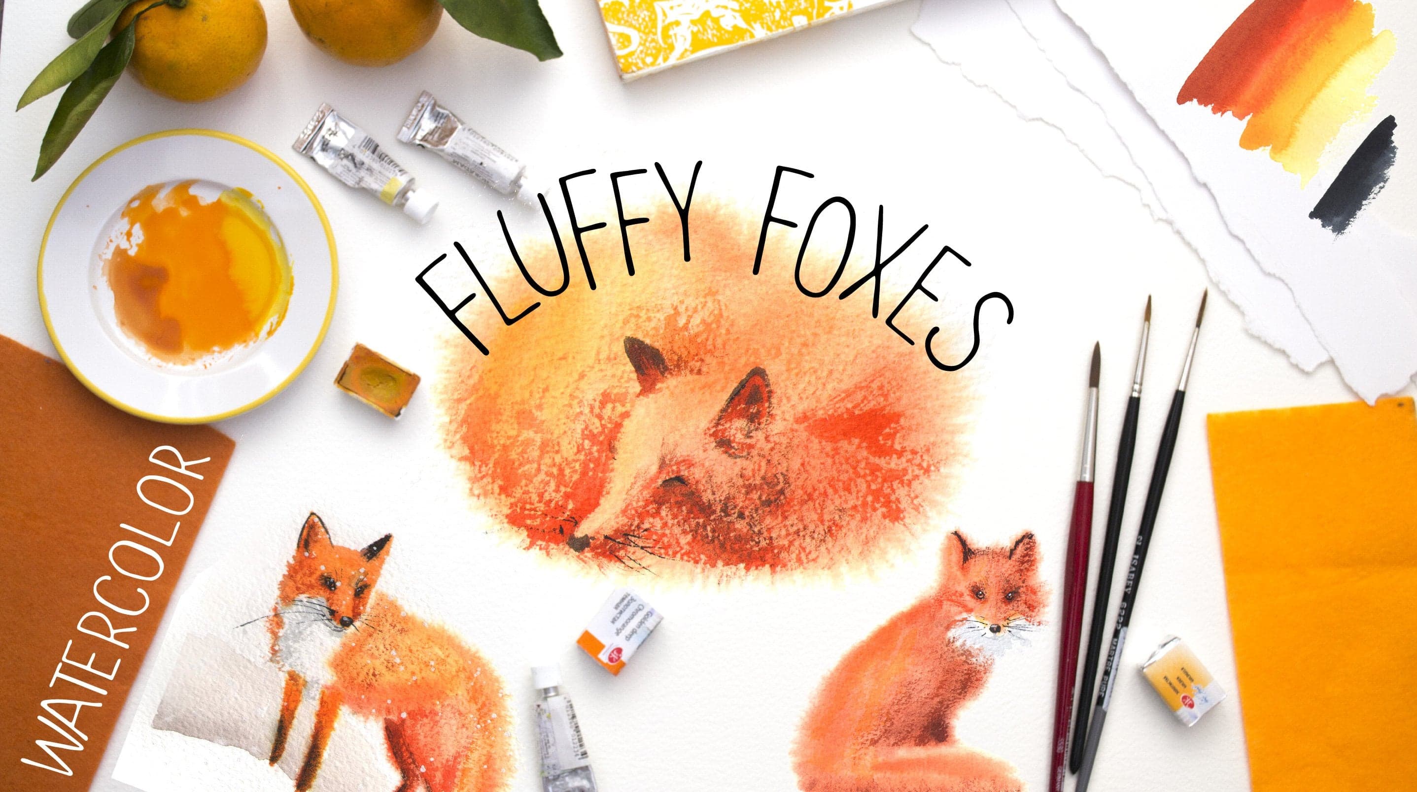 Fluffy Foxes in Watercolor